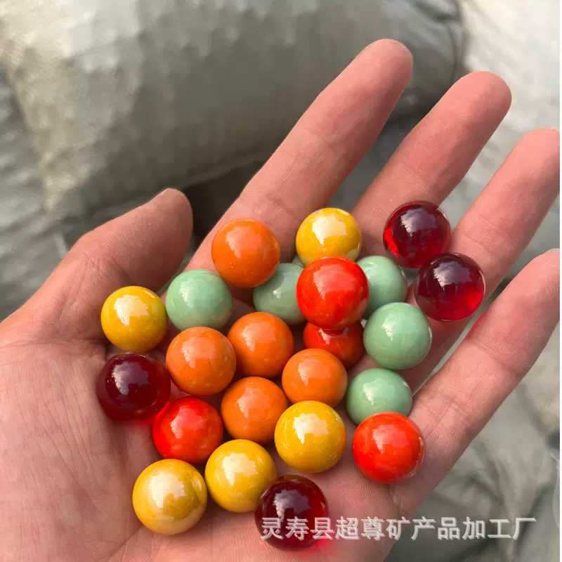 16mm彩色玻璃珠黑白橘黄红瓷玻璃球弹珠机用红色玻璃珠