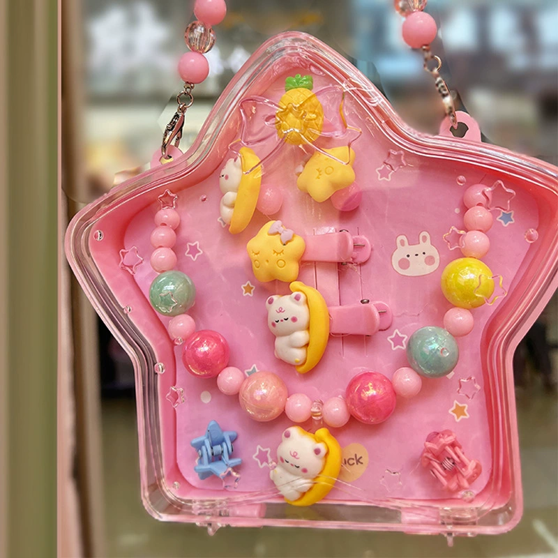 Детское ожерелье и серьги, набор, украшения, сумочка для принцессы, опт