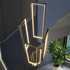 Staircase chandelier minimalist modern creative rectangular villa duplex floor chandelier Nordic light luxury loft living room chandelier