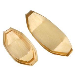 Disposable Paper Boat Box Wooden Skin Boat Japanese Style Small Boat Shuishin Mancake Boat Sushi Box Canoe Boat Shape Dim Sum Packing Box