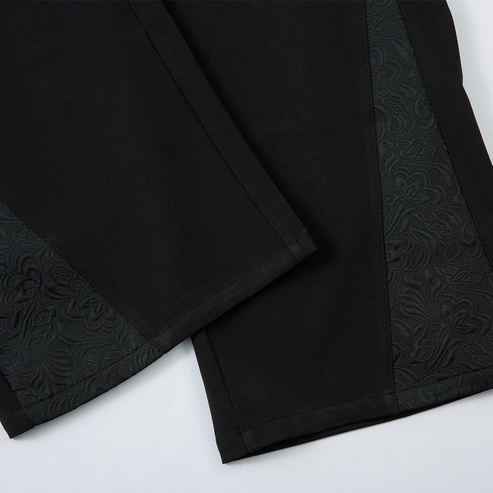 Loose Wide-Leg Casual Suit Men's Hip-Hop Trend Solid Color Versatile Pleated Patchwork Design Floor-Length Pants_voghion.com