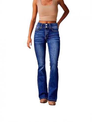 Promotional item: New spring vintage stretch denim jeans for women—washed, slightly flared, in European and American styles.