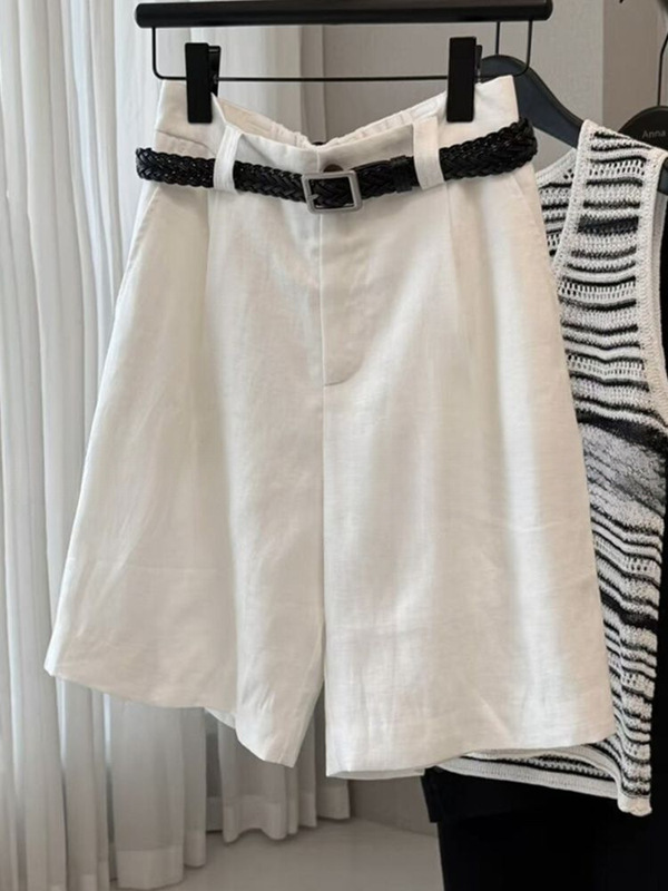 Highly Recommended! Old Money Style Linen White Shorts 2026 Spring/Summer Comfortable Breathable Casual Shorts