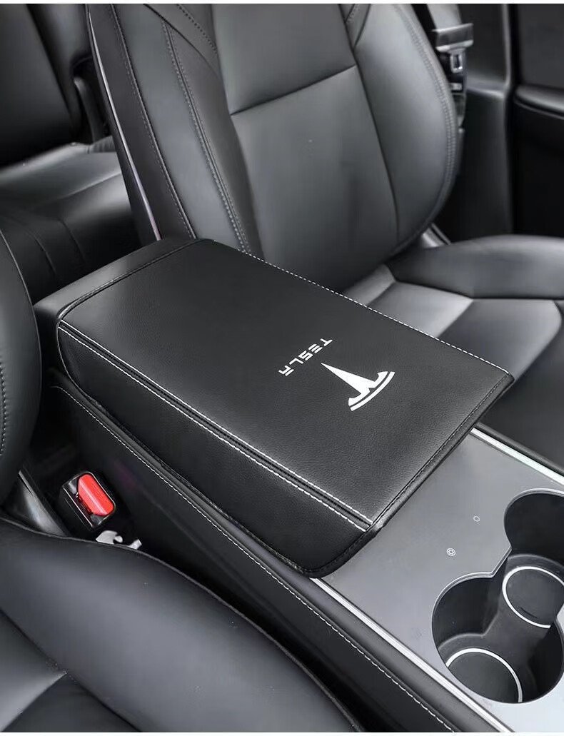 Suitable for Tesla Model 3/Y central armrest box cover protective leather cover, armrest box leather cover, anti-dirt cleaning cover