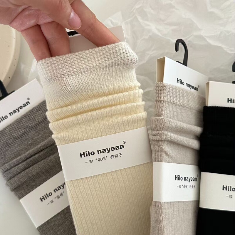 Nayean South Industry Striped Seamless Soft-Toned Basic Mid-Calf Socks, Slouch Socks for Women, Autumn and Winter Pure Cotton Nayean South Industry Striped Seamless Soft-Toned Basic Mid-Calf Socks, Slouch Socks for Women, Autumn and Winter Pure Cotton