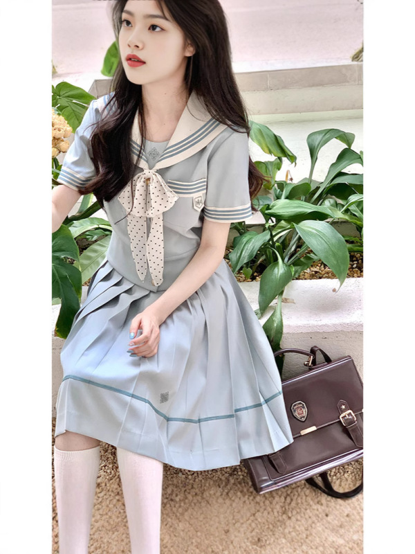 【ジェンビーンズストーリー】Butterfly Girl ミントホワイト ショートサマー セーラー JK 制服 女性スーツ カレッジスタイル T003|undefined