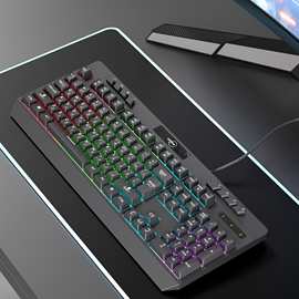 跨境阿拉伯语有线机械键USB插线游戏键盘RG