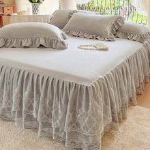 欧式公主风床裙单件家用花边床罩保护罩席梦思隔脏防尘罩四件通用