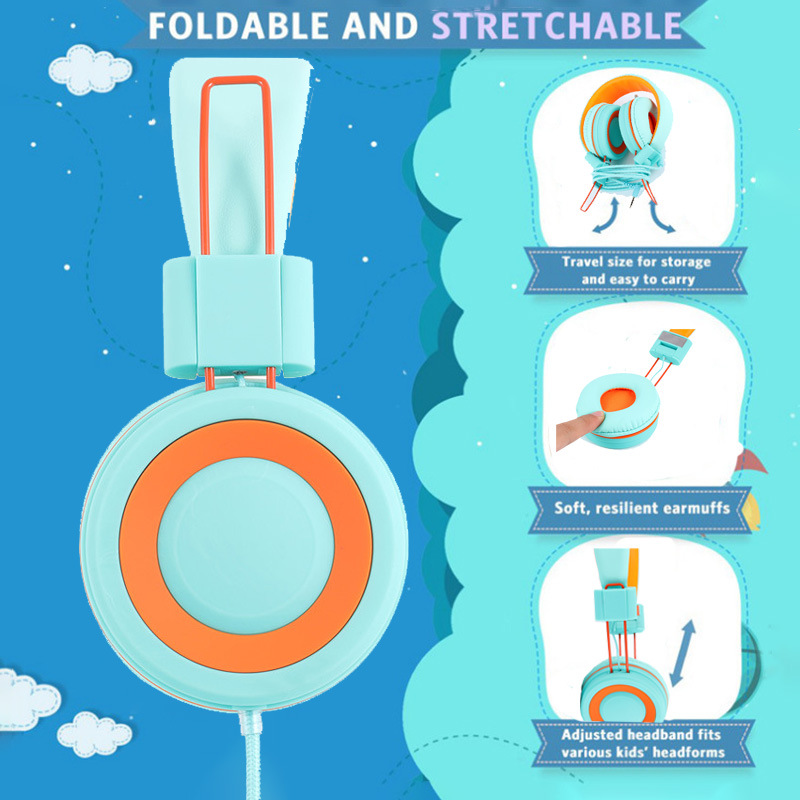 E-Commerce popular de los niños Auriculares auriculares con cable color portátil tableta teléfono móvil aprendizaje clase en línea regalo auriculares