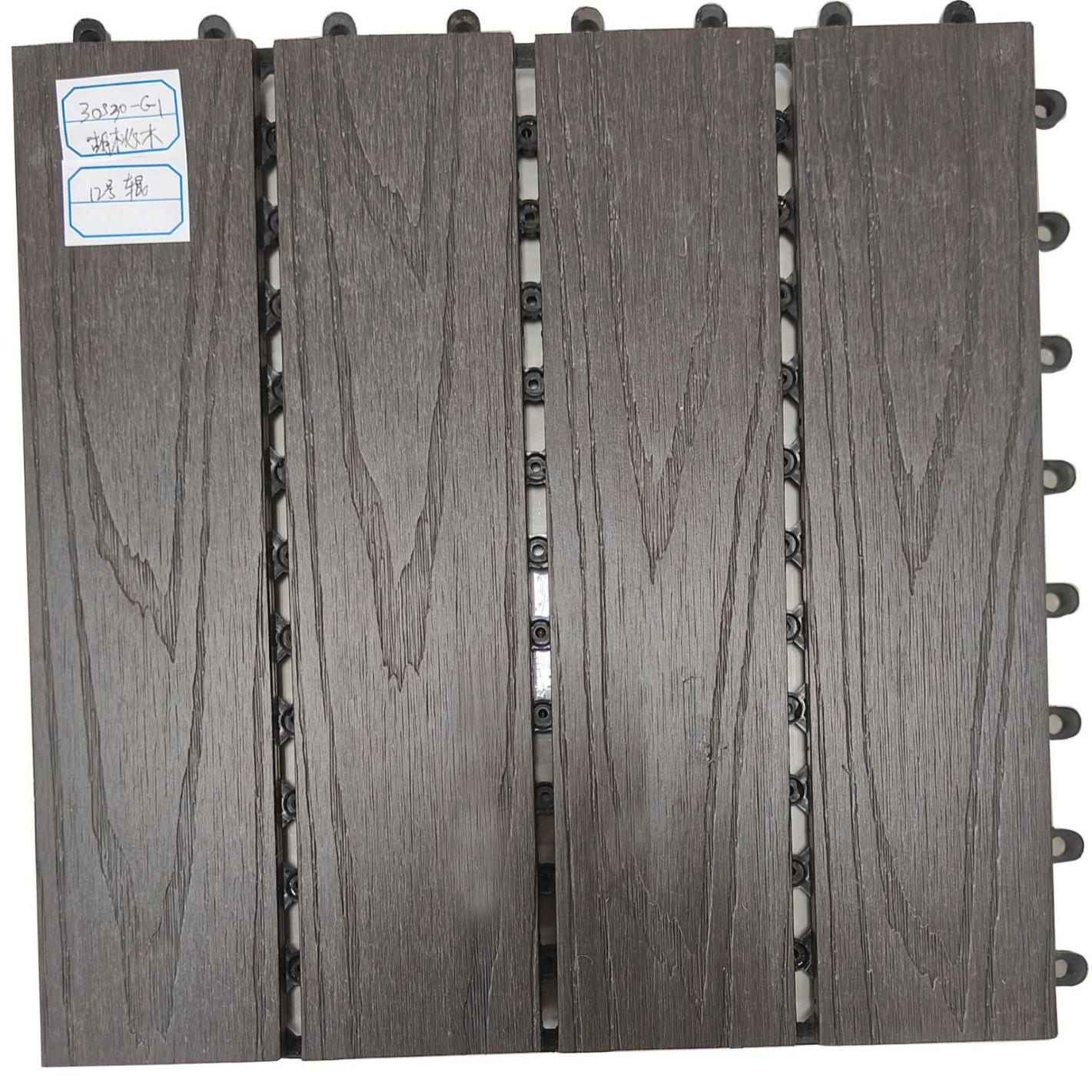Madera de plástico WPC piso co-extrusión DIY sauna tablero 30*30 profundo relieve costura piso de madera de plástico sólido antideslizante image 9