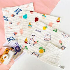 子供用6層純綿ガーゼ小さな正方形タオル新生児柔らかく肌に優しい唾液タオル子供用吸汗性と通気性のある小さなタオル