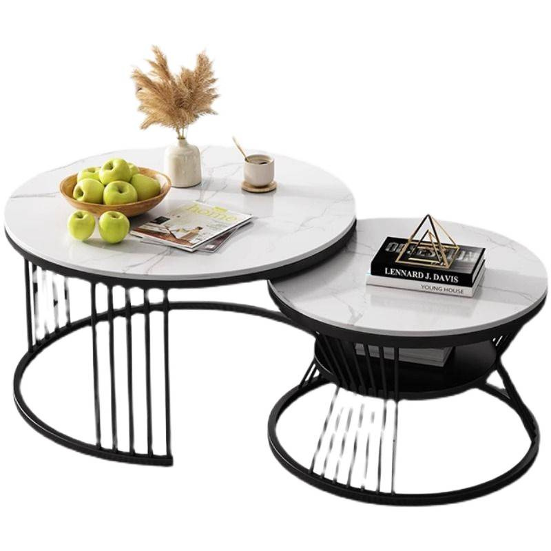 Mesa de té de roca nórdica sala de estar pequeña casa mesa de té redonda mesa de té moderna creativa mesa de té