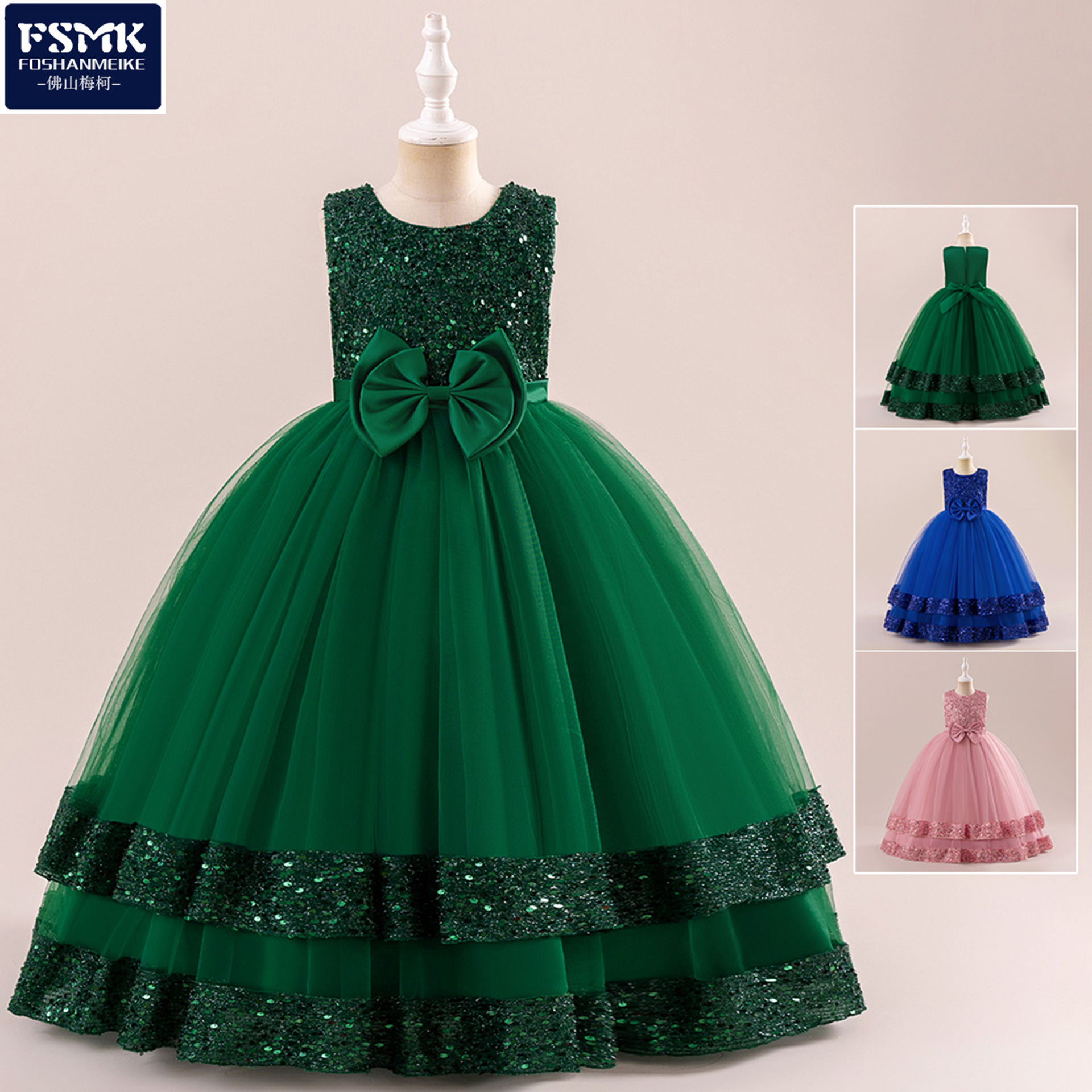 Vestido de niños, vestido de princesa, modelado de moda, modelo de piano, vestido de noche, vestido de princesa
