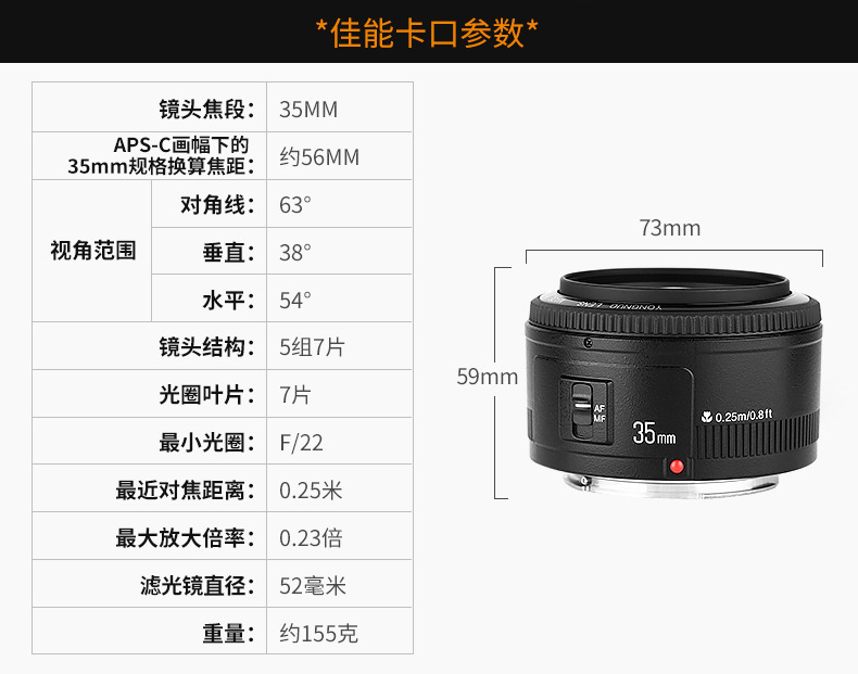 永诺YN35mm F2适用于佳能EF口