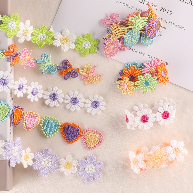 Computer embroidery cartoon fruit butterfly color petals hand account DIY lace accessories water soluble embroidery webbing cloth stickers
