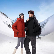 冲锋衣羽绒服2026新男女同款小个子连帽90白鸭绒派克服韩系冬工装