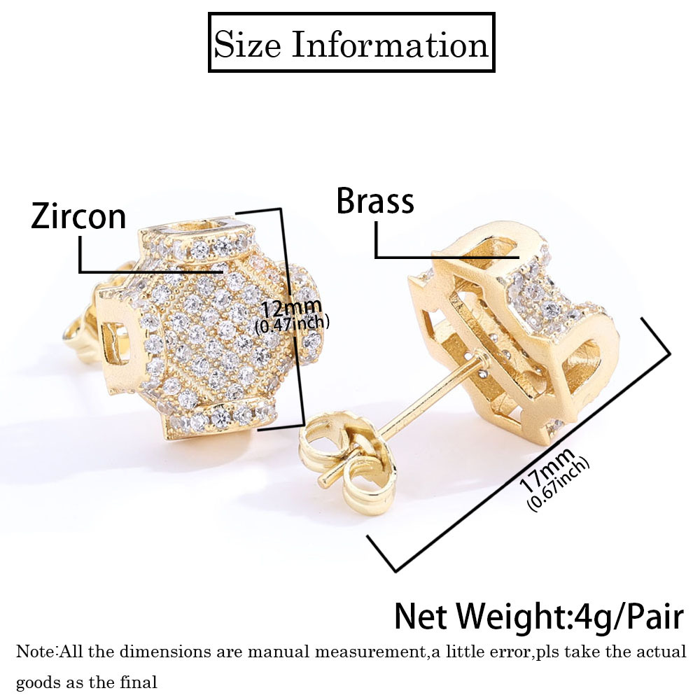 hip hop personality new full diamond men's earrings trendy jewelry high end zircon earrings_voghion.com