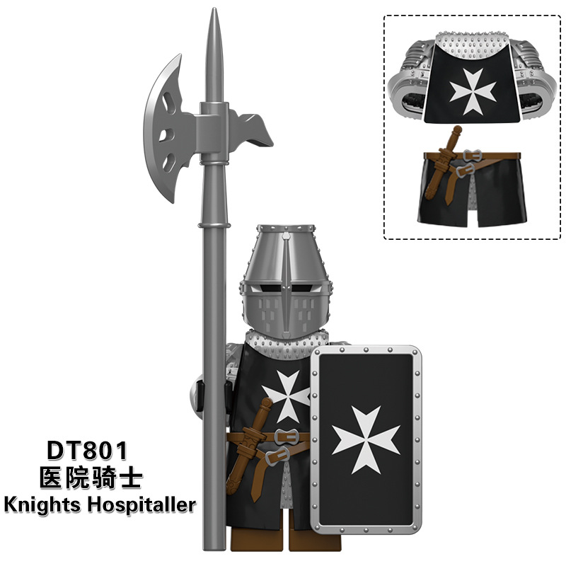 DT8901 siglo medieval templo cruzado Santa tumba Teton Hospital Caballero conjunto completo de armadura pesada gente ensamblada bloques de construcción