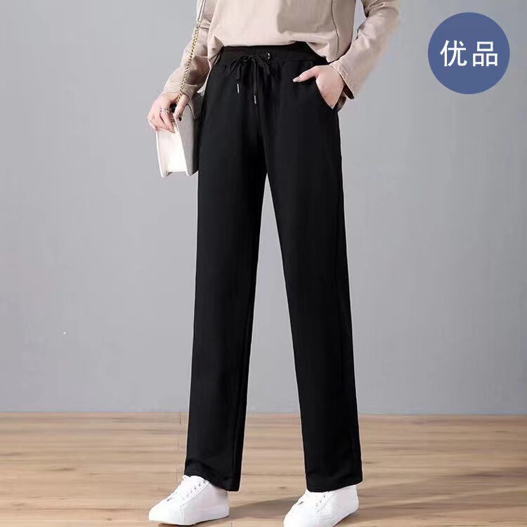Spring and Autumn Korean Style Simple Casual Pants Women's Drawstring Large Size Straight Pants for Chubby Girls Trendy Sports Pants Spring and Autumn Korean Style Simple Casual Pants Women's Drawstring Large Size Straight Pants for Chubby Girls Trendy Sports Pants