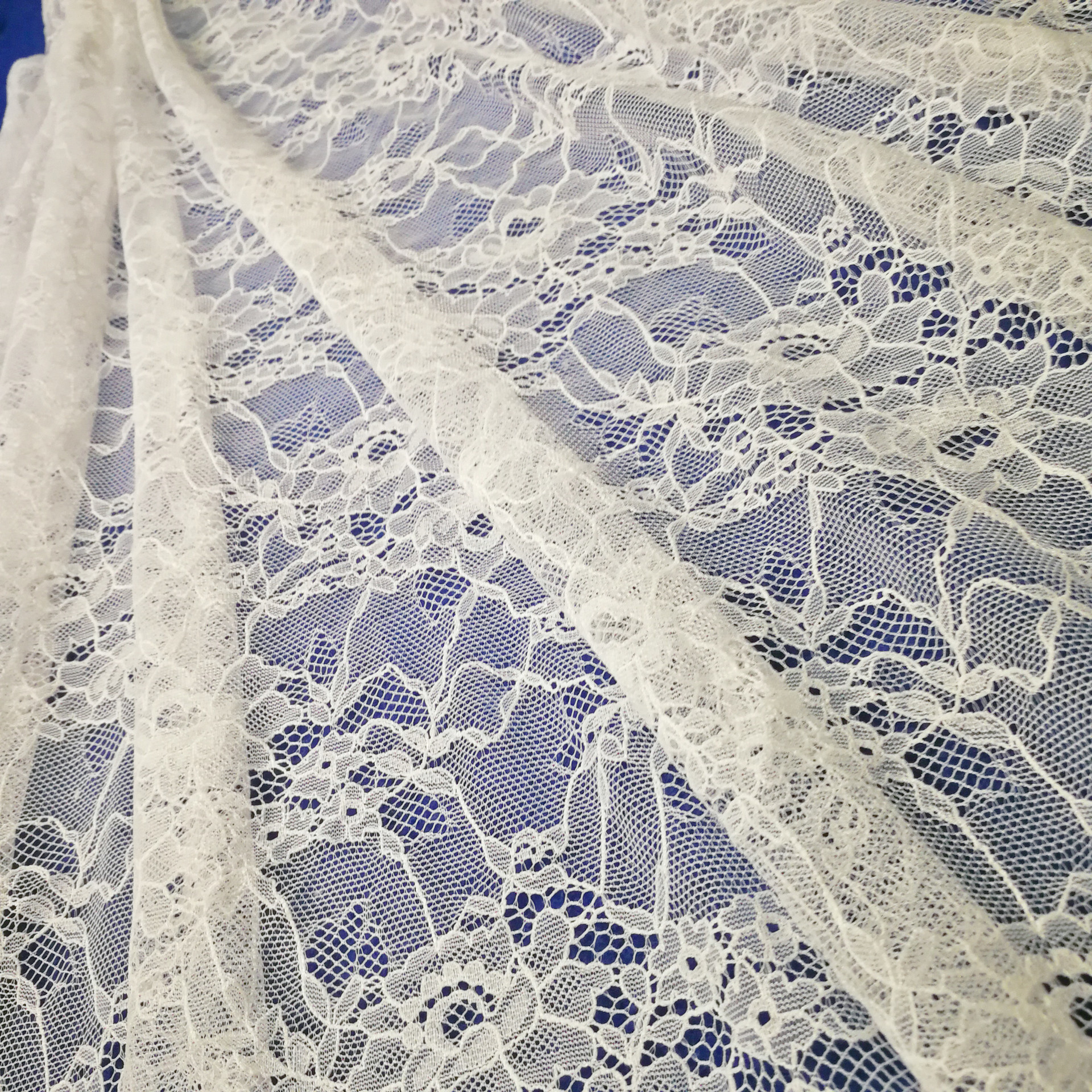 镂空针织无弹蕾丝面料薄款双边波浪婚纱礼服服装内衣打底衫布料