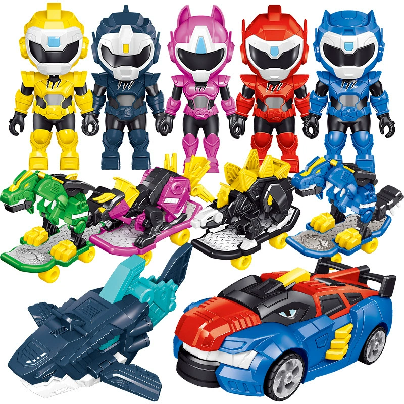 Small dinosaur, transformer, robot, scooter, toy car