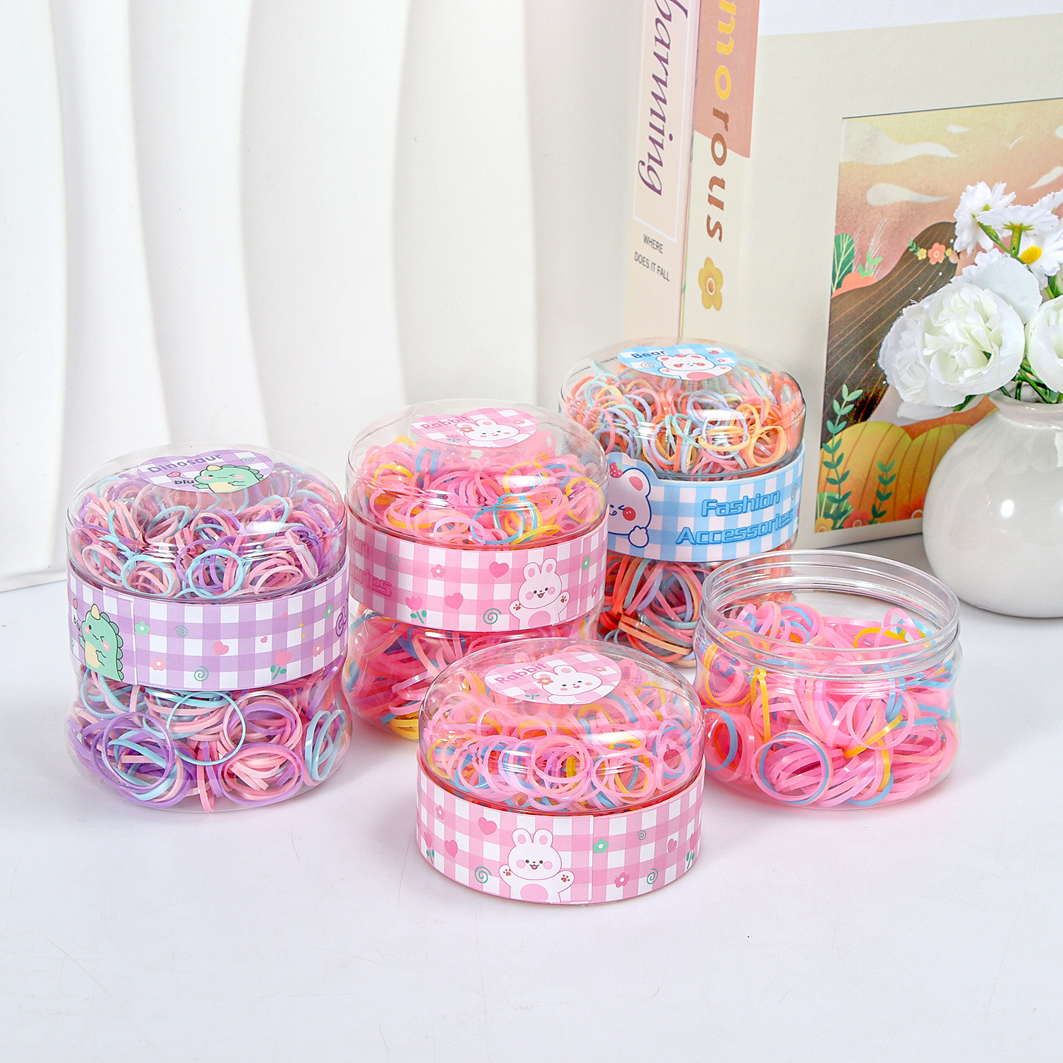 Banda de goma negra para niños, alto valor elástico, duradero, lazo para el cabello, no daña el cabello, anillo para el cabello de goma, accesorios para la cuerda para la cabeza, puesto