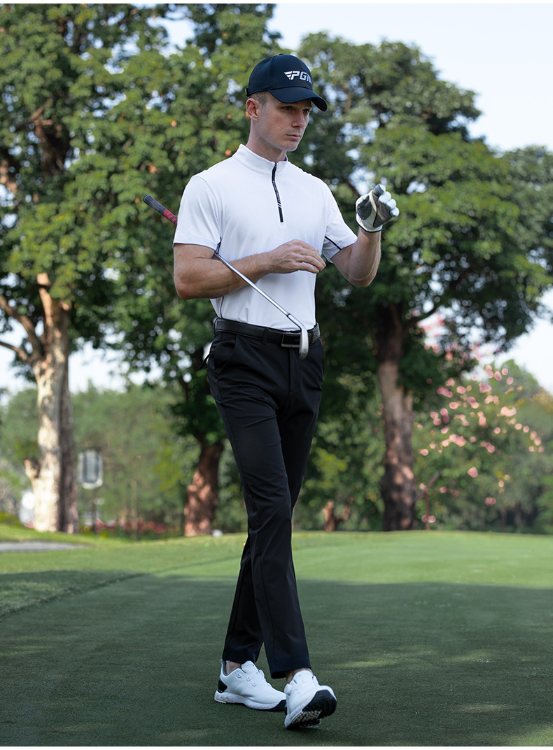 Áo polo nam golf PGM tay ngắn thấm hút nhanh khô — KUZ200-Quần dài màu xanh hải quân, YF771-Trắng tay ngắn, KUZ200-Quần trắng, KUZ200-Quần đen chi tiết 13