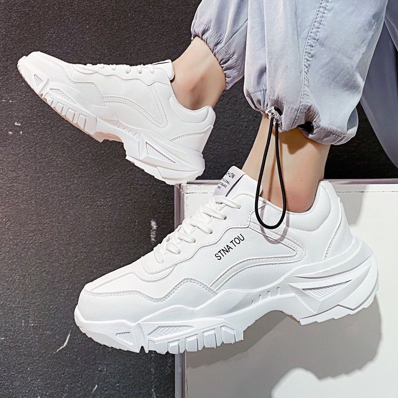 Men's Shoes 2024 Summer New Breathable White Shoes Men's K-Style Versatile Inner Heightening Sports and Leisure Dad Shoes for Men