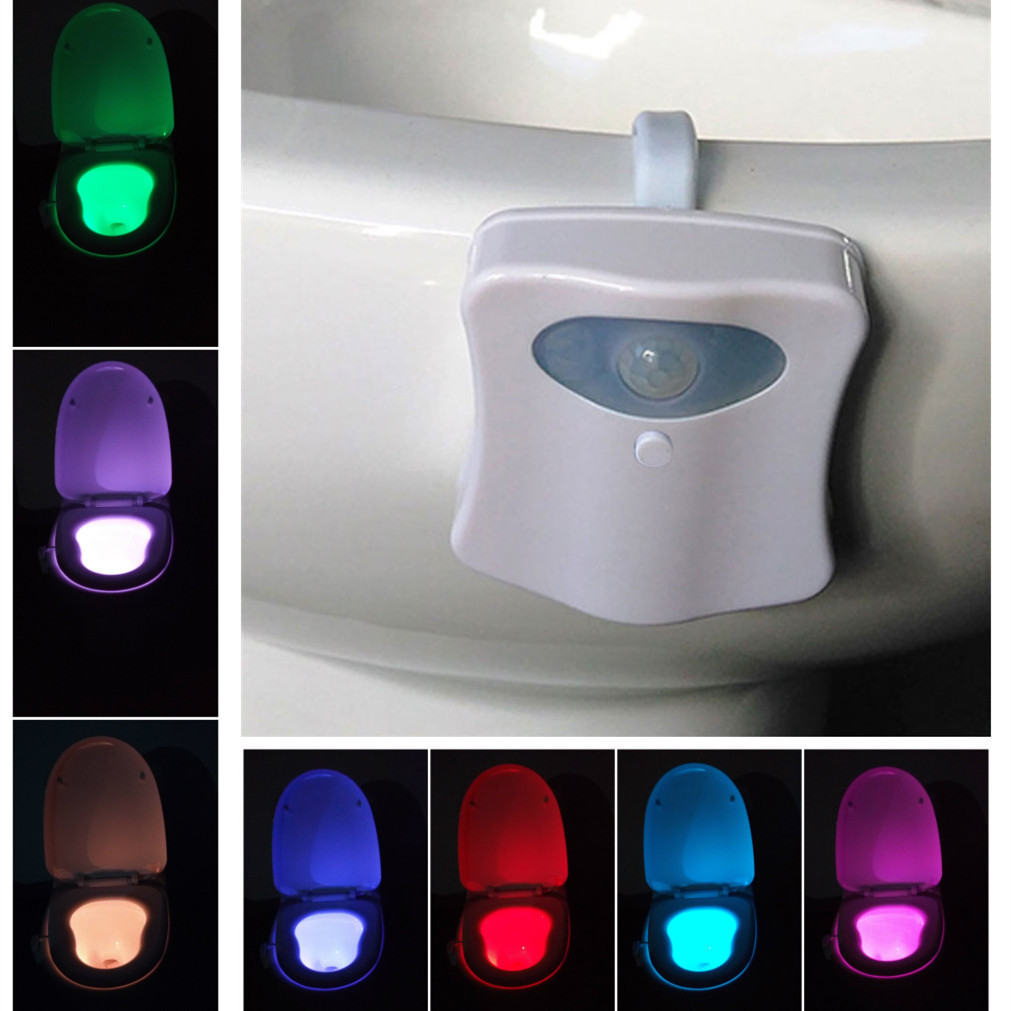 Creative LED Night Light with 8 Colors and 16 Colors, New Model Toilet Sensor Light, Wall-mounted Human Body Toilet Lid Light