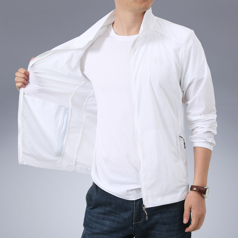 Primavera y el verano de seda de hielo pesca ropa de protección solar ropa de piel de los hombres nueva protección UV delgada soporte transpirable collar casual abrigo image 6
