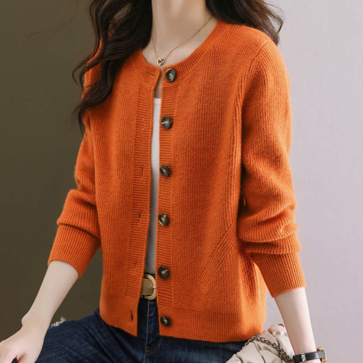 Spring and Autumn Short Coat Women's Vintage Glover Sweater Chanel Style Knitted Round Neck Cardigan Loose Outer Lazy Sweater