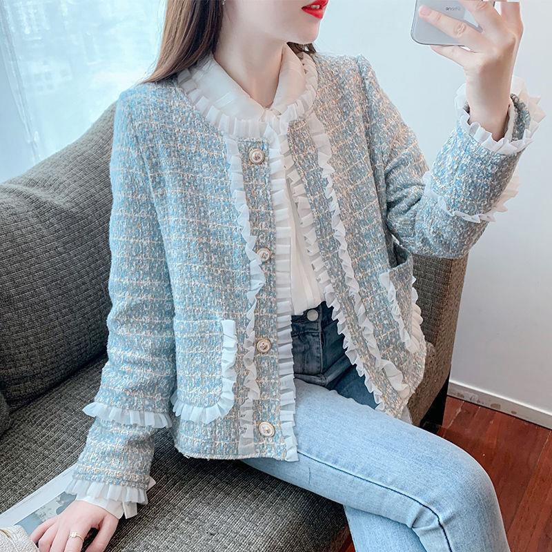 Chanel style coat for women spring and autumn 2022 autumn and winter New niche design short long sleeve cardigan top