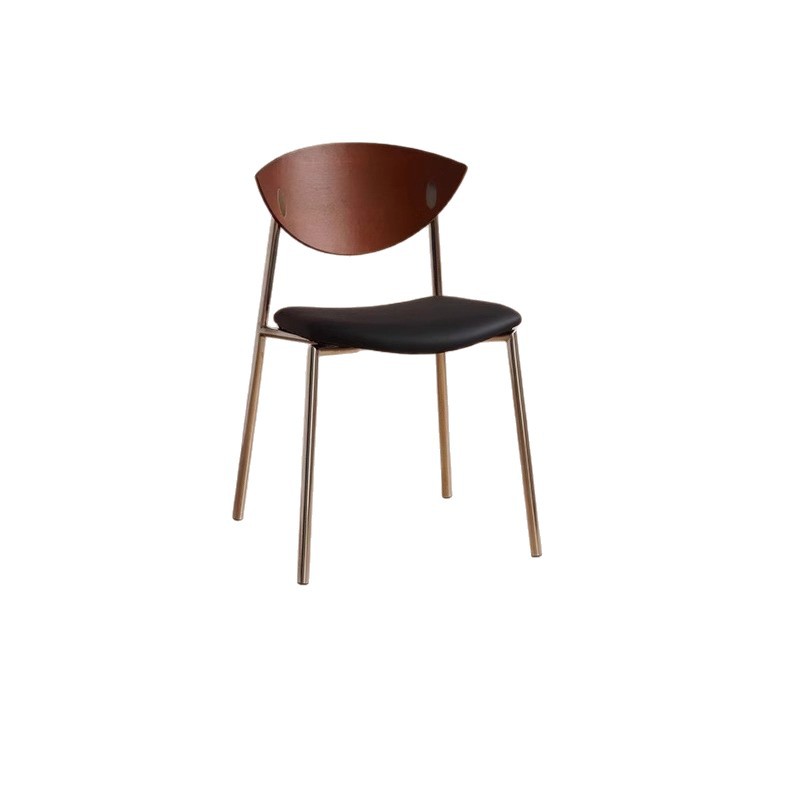 Silla de comedor de madera maciza respaldo silla de pájaros de acero inoxidable creativa inswind nórdica pequeña silla retro nórdica