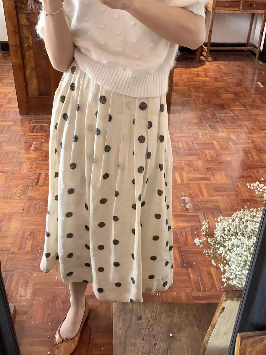 Váy maxi nữ eo cao xếp nếp phong cách Pháp vintage chất liệu linen — Màu sắc