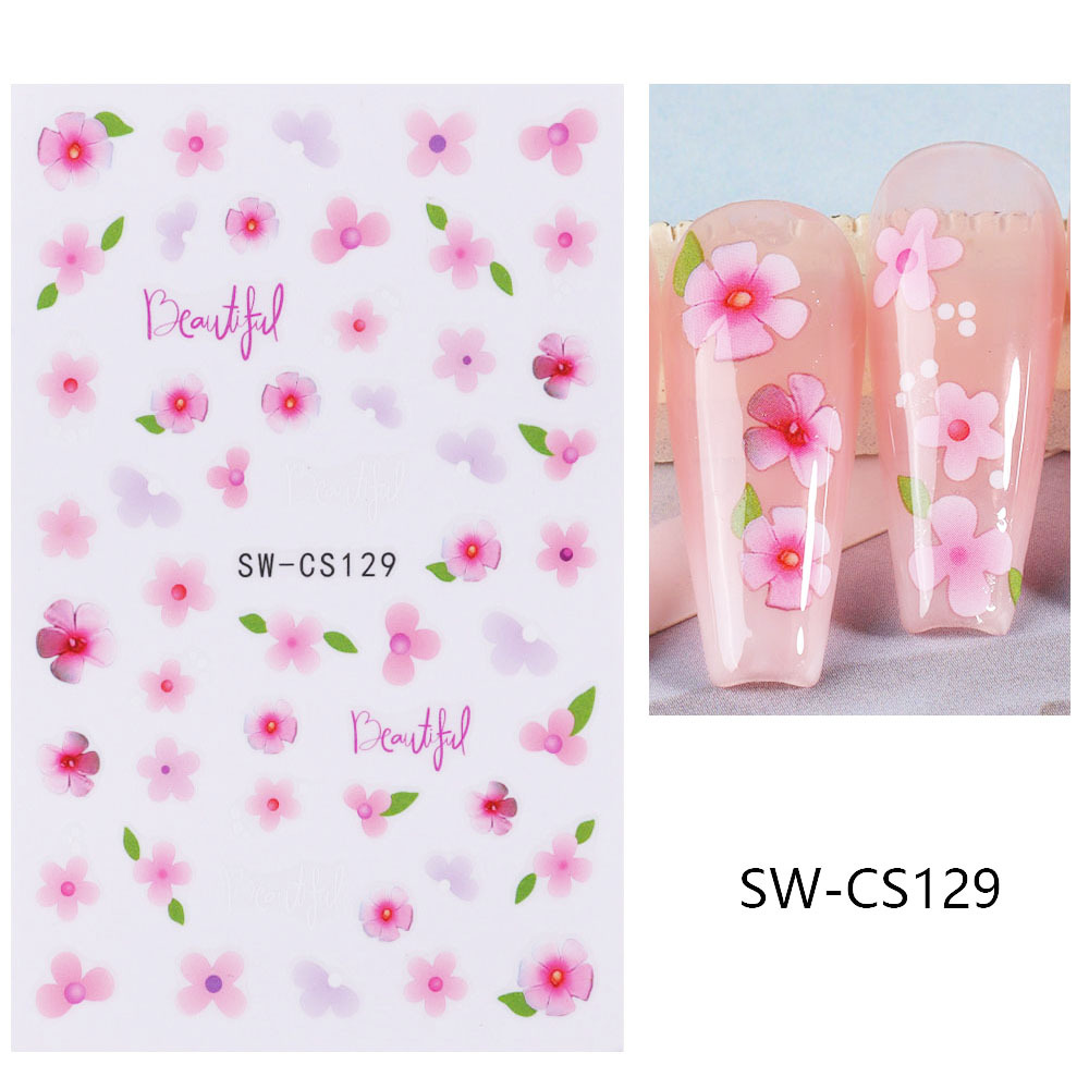 Ventas transfronterizas de pegatinas de uñas al por mayor primavera y verano nuevas flores secas de acuarela flor de lavanda pegatinas de uñas 3D