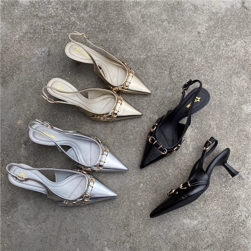 Women's Pointed-Toe High Heels for Foreign Trade, 2026 Summer New French-Style Elegant Closed-Toe Stiletto Backless Sandals Women's Pointed-Toe High Heels for Foreign Trade, 2026 Summer New French-Style Elegant Closed-Toe Stiletto Backless Sandals