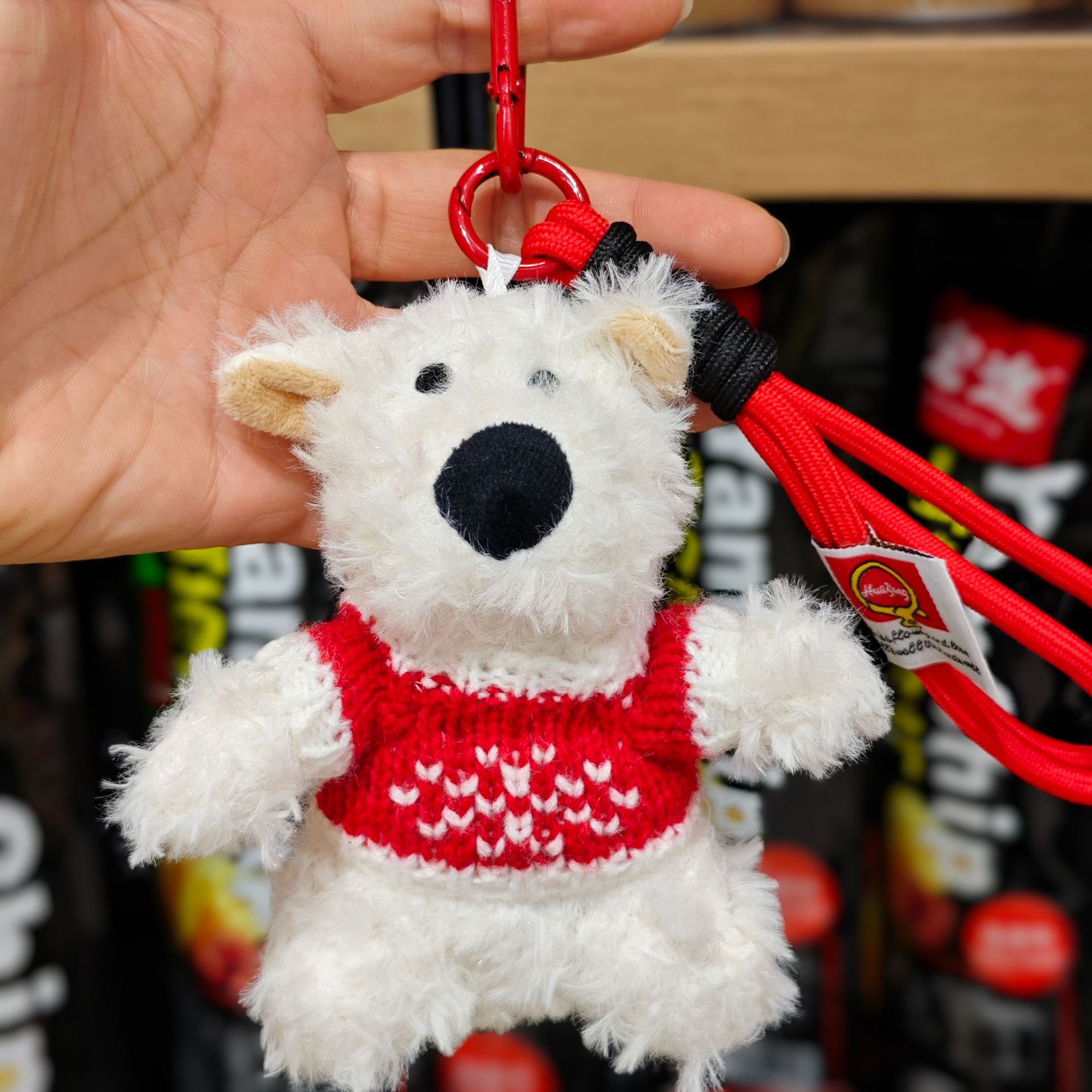 Cute Western Highland Plush Pendant Cartoon Bow Puppy Doll Birthday Gift Couple Bag Keychain_voghion.com