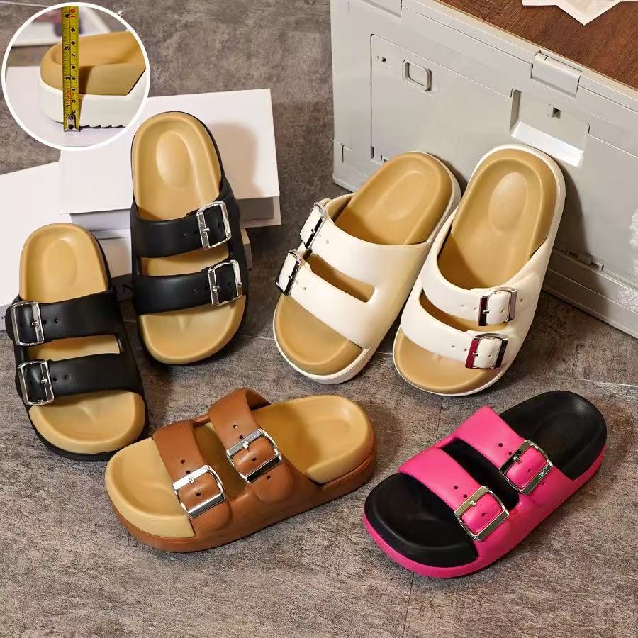 New Women's Summer Sandals For Outdoor Wear, Hong Kong Style Thick-Soled Height-Increasing Slide Sandals, Non-Slip_vogvips.com