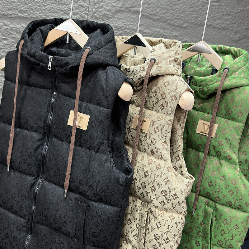 Cross-Border Men's Hooded Cotton Vest Autumn and Winter Thickened Warm Sleeveless Jacket Casual Outerwear Vest Jacket