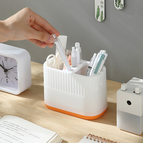 Original storage pen holder with logo printing wholesale, plastic miscellaneous pencil and eyebrow holder, office desk storage multifunctional pen holder