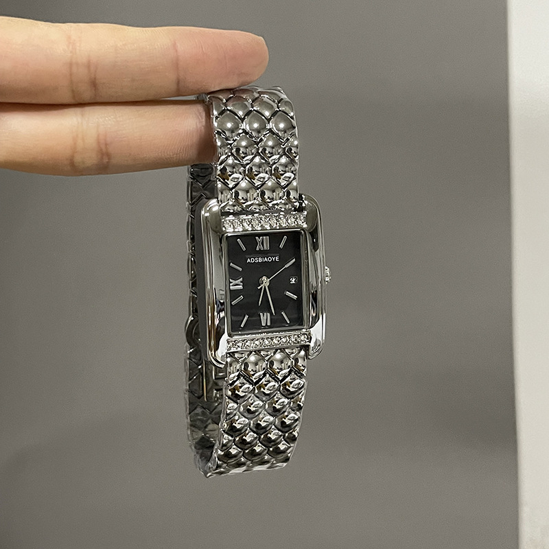 Live Broadcast Hot Sale 2025 New Women's Watch Women's Butterfly Buckle Steel Belt Niche Design Square Fully Automatic Quartz Watch