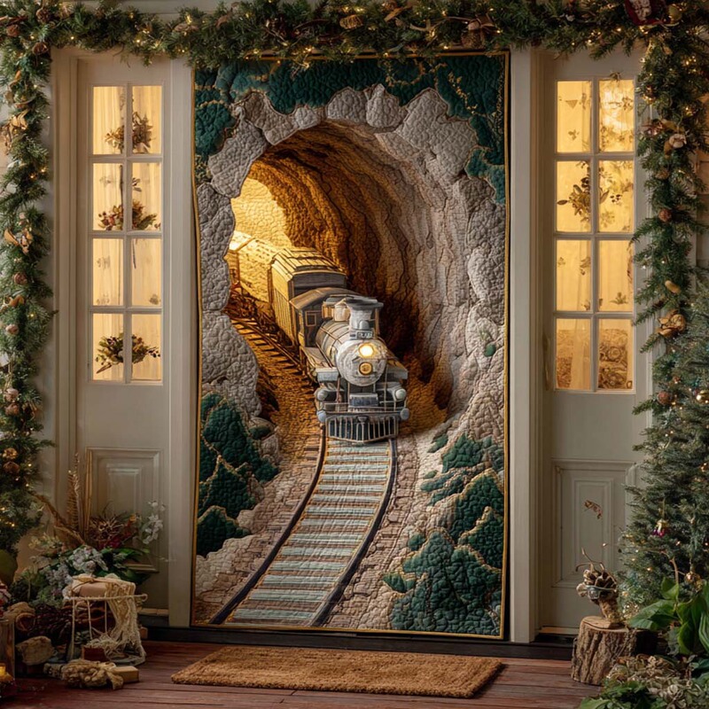 Cross-Border Foreign Trade Small Train Art Quilted Door Curtain Home Decoration Door Curtain Digital Printing Source Manufacturer Wholesale