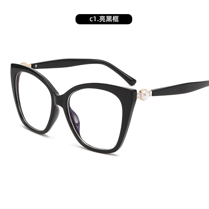 Gafas anti-luz azul de alta gama de estilo europeo y americano, marco de ojo de gato, lente de moda pequeña burguesía, marco de gafas de montura grande, transmisión en vivo