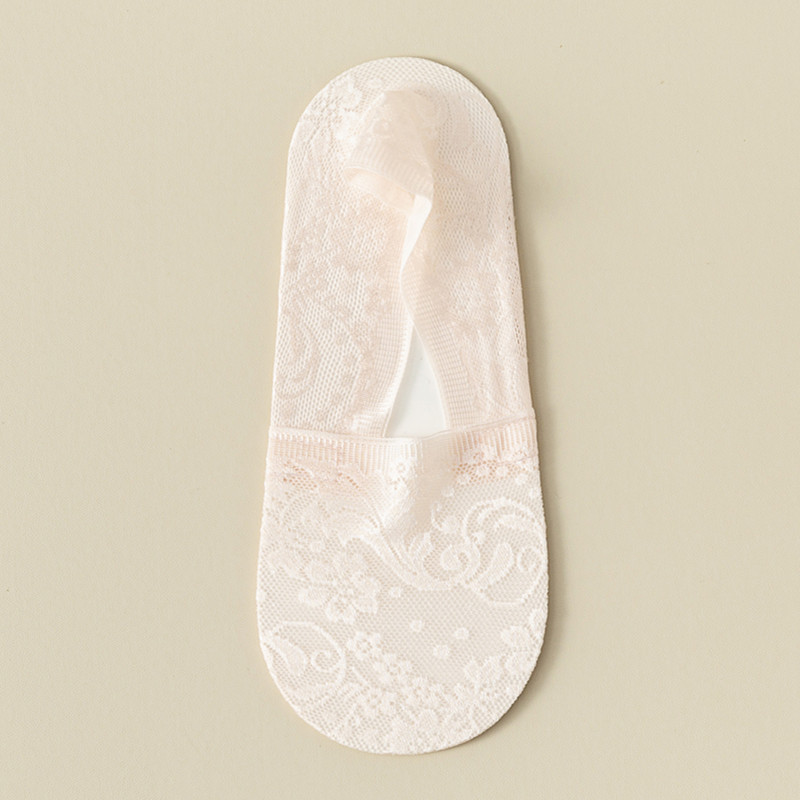 Calcetines de barco de corte profundo de encaje jacquard para mujer Calcetines de barco invisibles absorbentes de sudor de primavera y verano Calcetines de barco bajos de corte bajo para mujer