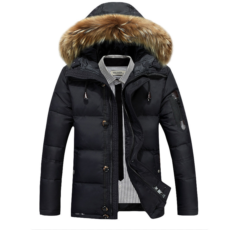 2025 Cross-Border New Men's down Jacket K-Style Thickeneded Raccoon Fur Collar Outdoor Men's Cold-Proof Winter Clothing Trend