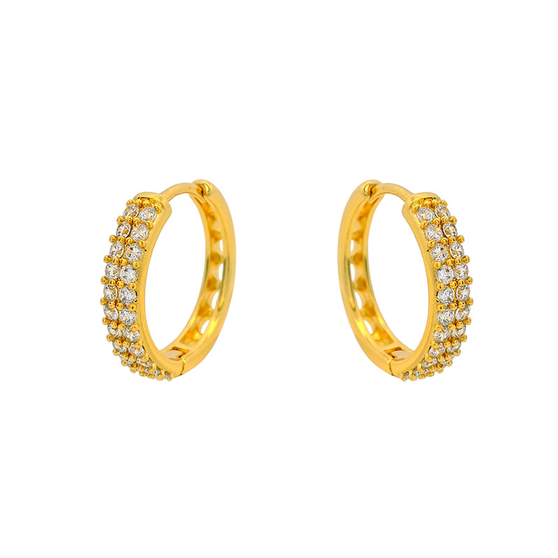Xuping aleación de cobre chapado 24k Europa y América imitación transfronteriza oro incrustado zircon pendientes de orejas personalizados