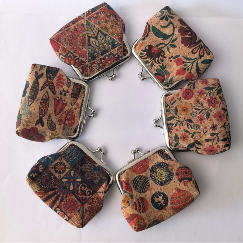 Vintage Cork Texture Coin Purse, Ethnic Cork Clutch, Versatile Dupont Paper Creative Clip Bag, Gold Small Bag