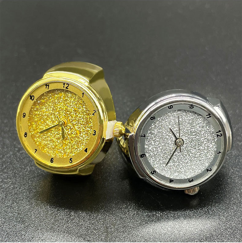 25g Weight Ordinary Glass Mirror Material Stainless Steel Strap Material Retro Classic Style Round Quartz Watch Rings