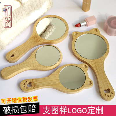 Bamboo woodiness Handle Mirror new pattern portable Makeup mirror originality make hold Mirror Manufactor Supplying