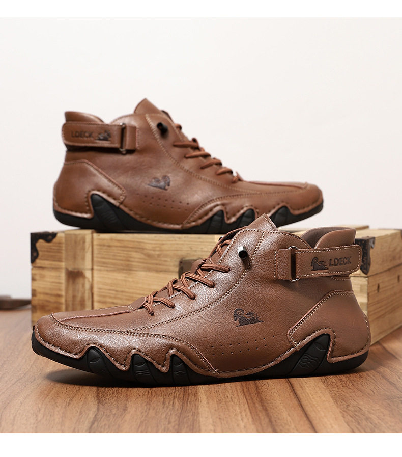 Bốt Martin nam cổ cao dáng ngắn, mũi tròn, đế bằng, phong cách thường ngày — C8008 màu kaki, C8008 màu xám, C8008 màu đen, F8008 Màu xanh lá cây chi tiết 29